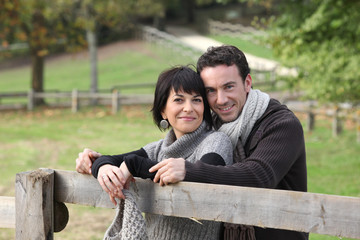 couple strolling in the countryside