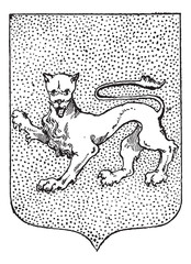 Sticker - Leopard Coat of Arms, vintage engraving