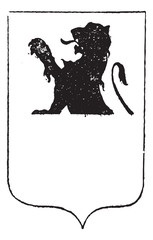 Sticker - Half-Lion in Coat of Arms, vintage engraving