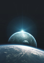 two blue planets and rising star