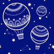 Background with hot air balloons, night and hot air balloons