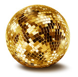 Golden disco mirror ball