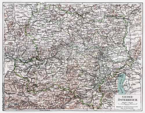 Board z aluminiowym obramowaniem Vintage mapa Austrii pod koniec 19 wieku