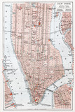 Fototapeta Mapy - Vintage map of South Manhattan - New York
