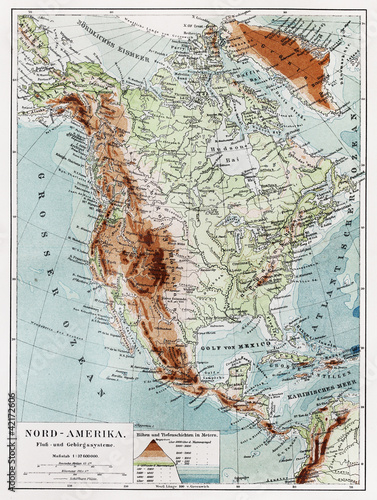Board z aluminiowym obramowaniem Vintage mapa Ameryki Północnej