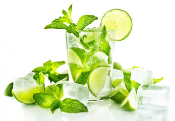 Mojito cocktail on white background