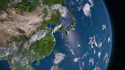 Wall Mural - earth 3d view from space. asia.