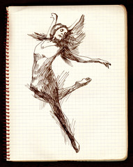 Wall Mural - jump, dancing woman