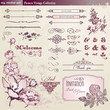 Set of flowers and vintage elements