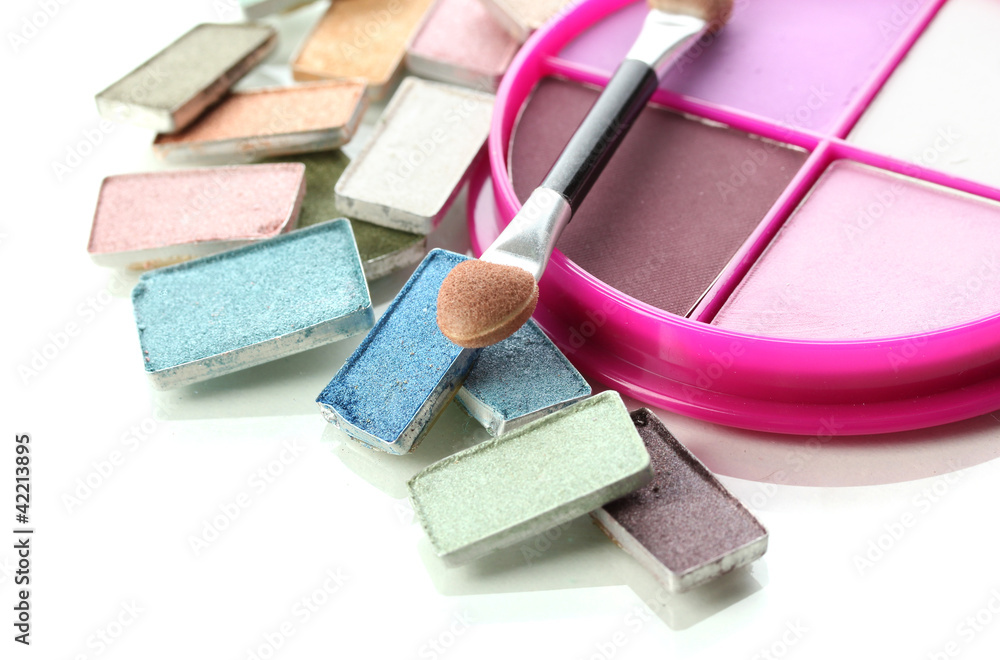 eyes shadow in pink box isolated on white