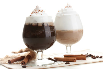 Poster - glasses of coffee cocktail isolated on white