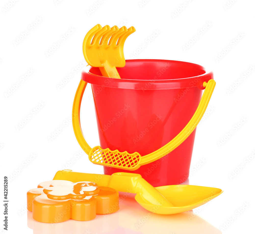 Children's beach toys isolated on white