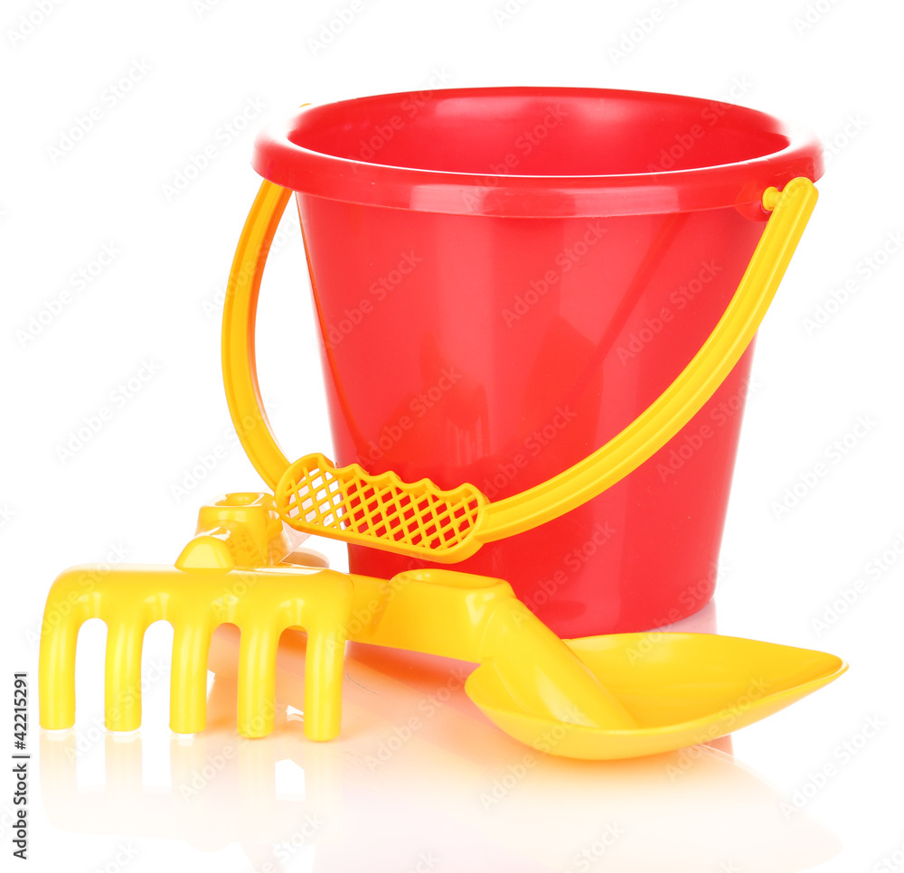 Children's beach toys isolated on white