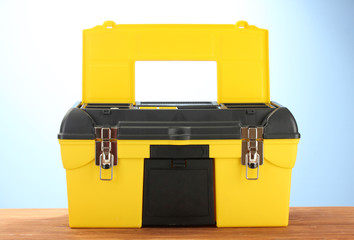 yellow tool box isolated on white close-up