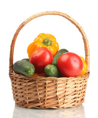 Sticker - fresh vegetables in basket isolated on white