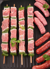 Poster - raw meats in grill pan