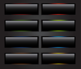 Black vector buttons with hover over / clicked postition