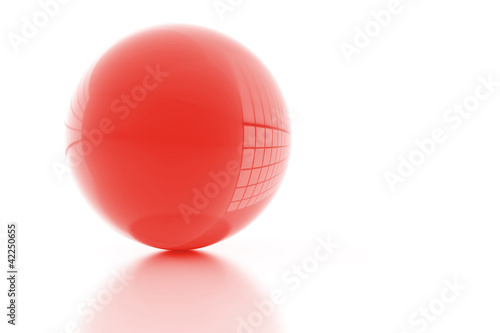 clear abstract glass sphere on white background
