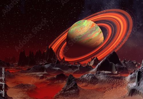 Naklejka samoprzylepna Obca planeta i planeta podobna do Saturna