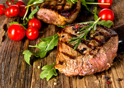 Grilled beef steak Canvas Print