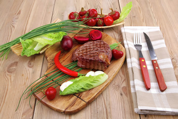 Poster - roast beef garnished with green staff