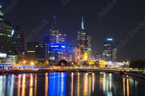 Obraz na płótnie canvas dwuczęściowy "dyptyk" Yarra rzeki, panoramę miasta melbourne