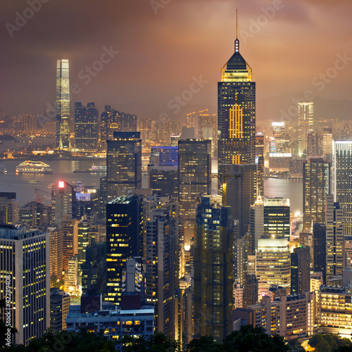 Fényképezés Night view to HongKong and Kowloon