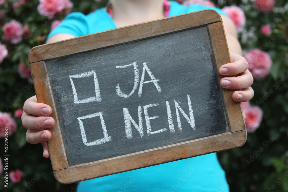 Fotografija Poster Alte Schultafel Mit Kreideschrift Ja Nein