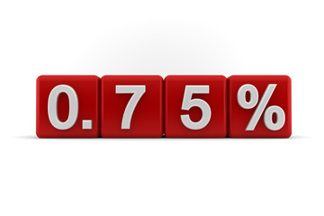 Red numerical 0.75 fractional percentage