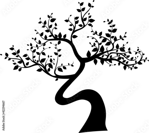 Tapeta ścienna na wymiar black tree silhouette isolated on white background