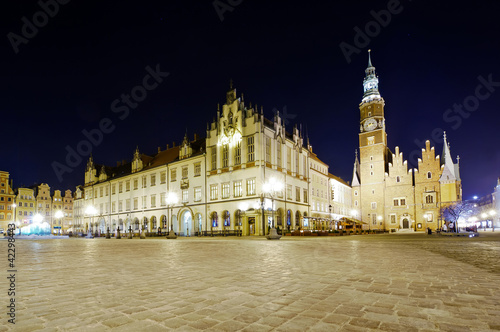 Plakat na papierze fotorealistycznym Stary i nowy ratusz we wrocławiu