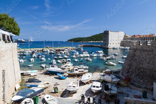 Plakat na papierze fotorealistycznym Dubrovnik, stary port rybacki, Chorwacja