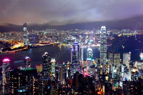 Tapeta ścienna Hongkong w nocy