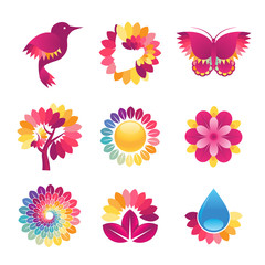 Wall Mural - set of colorful icons for cosmetics, spa, beauty
