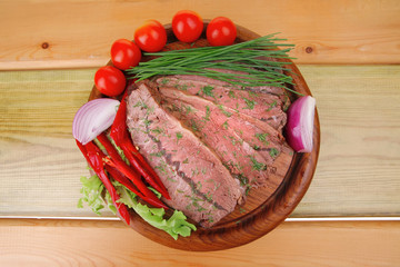 Wall Mural - corned beef on plate with vegetables