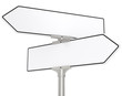 Blank directional road signs. White for Copy Space. Isolated.