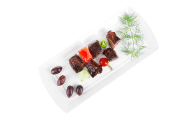 Wall Mural - grilled meat goulash on white