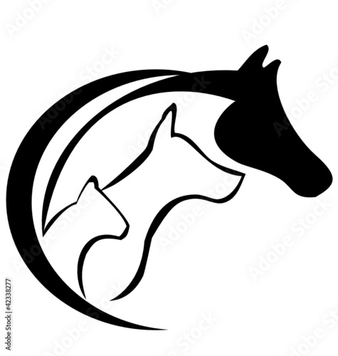 Plakat na zamówienie Horse dog and cat logo silhouette vector