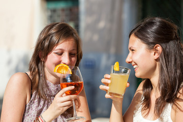 Two Young Women with a Cold Drink