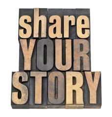 Poster - share your story in wood type