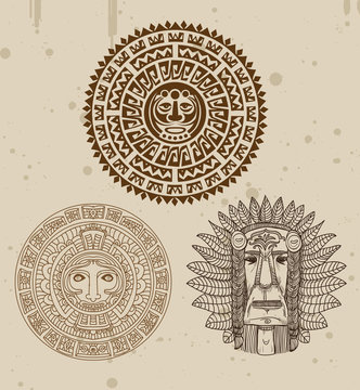 collection of indian tattoos with maya faces