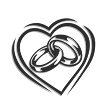 Wedding Ring In Heart Vector Illustration Isolated On White