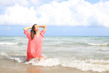 Young woman in the sea