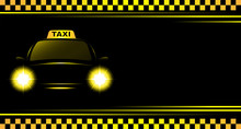 Background With Taxi Sign And Cab