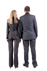 Canvas Print - Back view of business team look into the distance