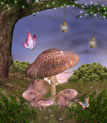 Wall Mural - Enchanted nature series - magic mushrooms