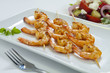 Chili prawn skewers with greek salad