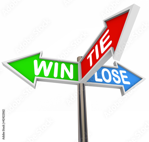 Fotografia, Obraz Win Lose Tie Three Arrow Signs Competition Game