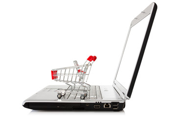 laptop with shopping cart