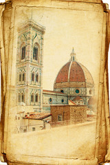 Wall Mural - views of Florence in vintage style, like postcards